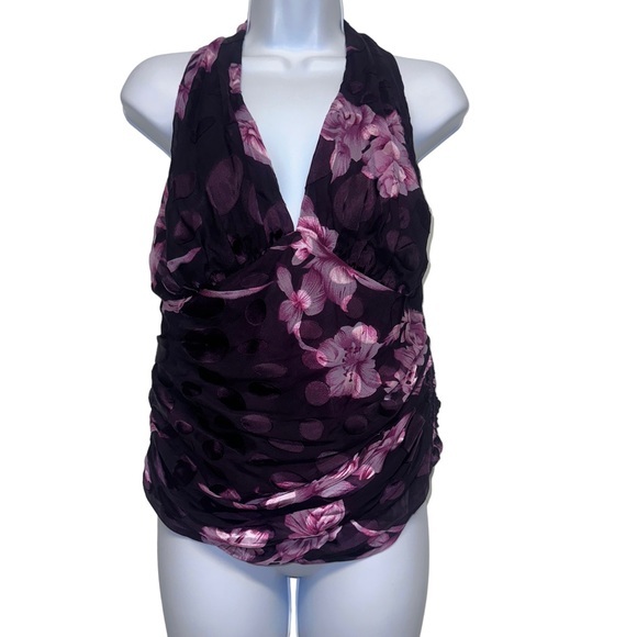 JS collections silk blend floral printed halter corset top size 14 - Picture 1 of 14